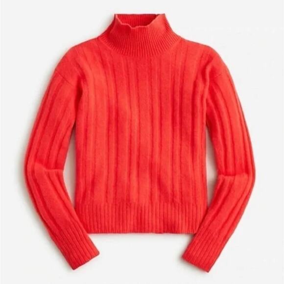 J. CREW Ribbed Mockneck Sweater in Supersoft Yarn Red Poppy {3M17} - Picture 2 of 7